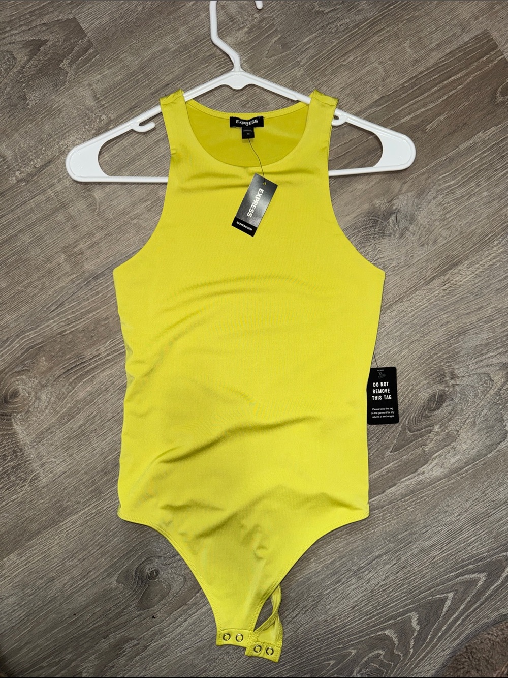 Express Neon Yellow Ribbed Tank Bodysuit